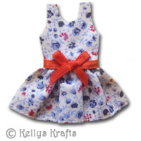 Fabric Flowery Floral Dress with Red Bow