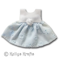 Fabric Blue/White Dress with Fabric Rose