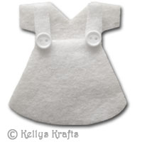 Fabric/Felt Outfit, White Dress with Button Detail