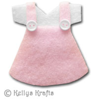 Fabric/Felt Outfit, Pink & White Dress with Button Detail
