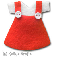 Fabric/Felt Outfit, Red & White Dress with Button Detail
