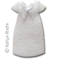 Fabric/Felt Outfit, White Long Dress with Bow - Click Image to Close