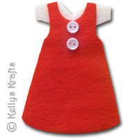 Fabric/Felt Outfit, Red & White Long Dress with Button Detail