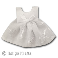 Fabric White Dress with Fabric Bow