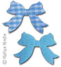 Padded Gingham Fabric Bows - Blue (Pack of 10)