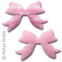 Padded Gingham Fabric Bows - Pink (Pack of 10)