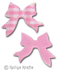 Padded Gingham Fabric Small Bows - Pink (Pack of 10)
