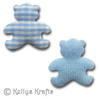 Padded Gingham Fabric Teddies - Blue (Pack of 10)