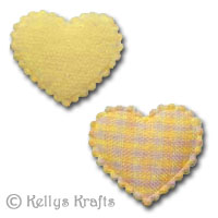 Padded Gingham Fabric Hearts - Yellow (Pack of 10)