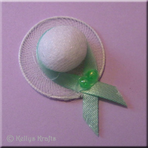 Fabric Hat/Bonnet with Ribbon Detail - Green