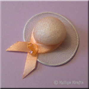 Fabric Hat/Bonnet with Ribbon Detail - Peach