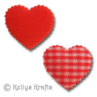 Padded Gingham Fabric Hearts - Red (Pack of 10)