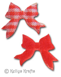 Padded Gingham Fabric Small Bows - Red (Pack of 10)