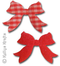 Padded Gingham Fabric Bows - Red (Pack of 10)
