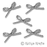Silver String Bows, Small (Pack of 5 Pieces)