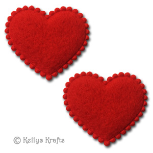 Padded Fabric Red Heart Embellishments, Large (Pack of 5)