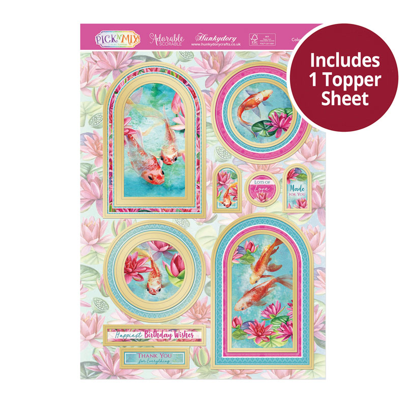 Die Cut Topper Sheet - Colourful Koi (970)