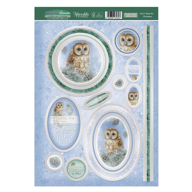 Die Cut Topper Sheet - Owl I Want For Christmas (136)