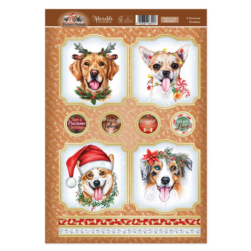 (image for) Die Cut Card Topper Sheet - Pawsome Portraits, A Pawsome Christmas