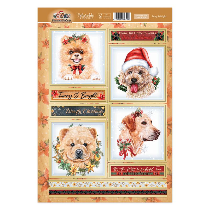 (image for) Die Cut Card Topper Sheet - Pawsome Portraits, Furry & Bright