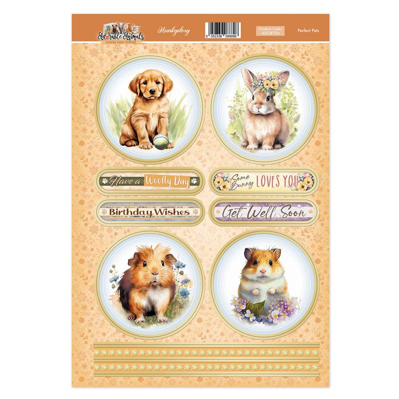 (image for) Die Cut Card Topper Sheet - Adorable Animals, Perfect Pets