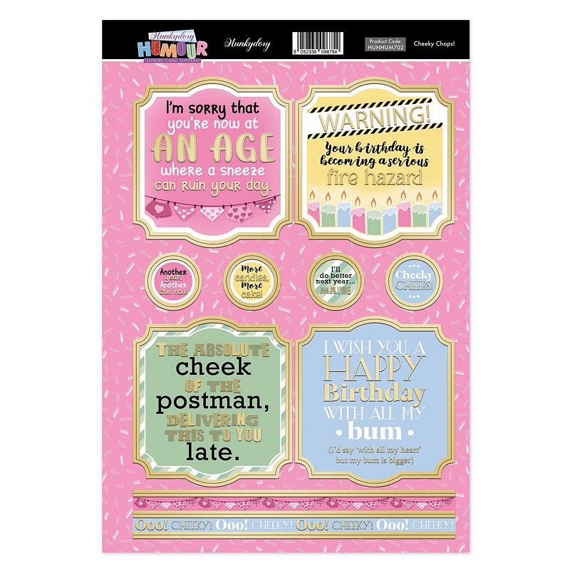 (image for) Die Cut Topper Sheet - Hunkydory Humour - Cheeky Chops!