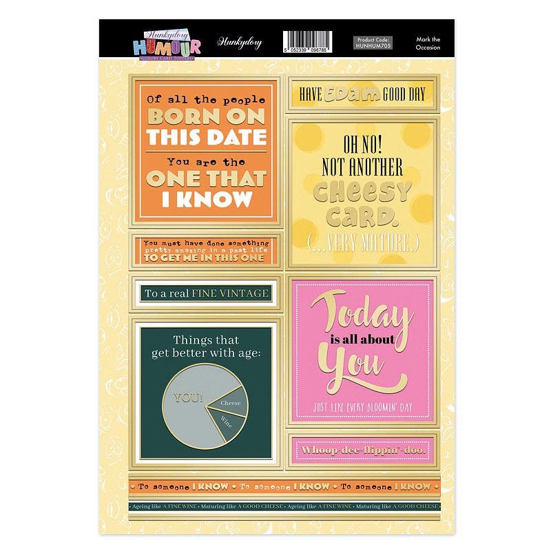 (image for) Die Cut Topper Sheet - Hunkydory Humour - Mark The Occasion