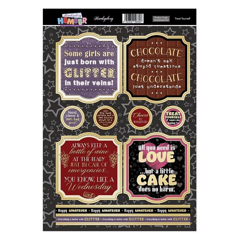 (image for) Die Cut Topper Sheet - Hunkydory Humour - Treat Yourself