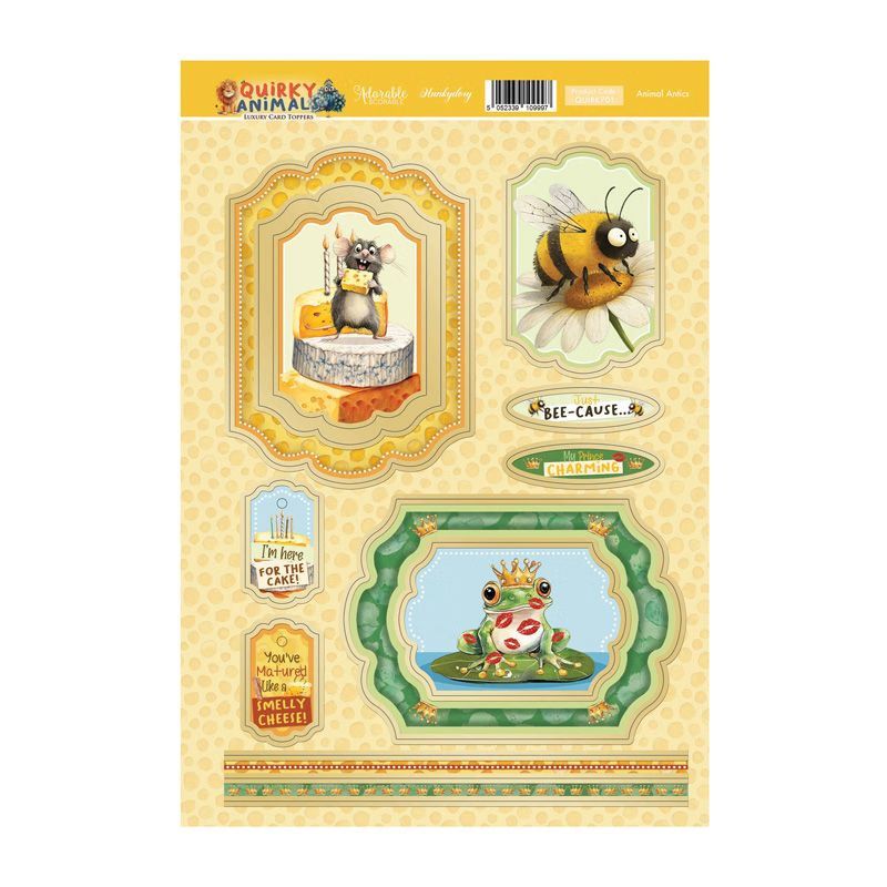 (image for) Die Cut Card Topper Sheet - Quirky Animals, Animal Antics
