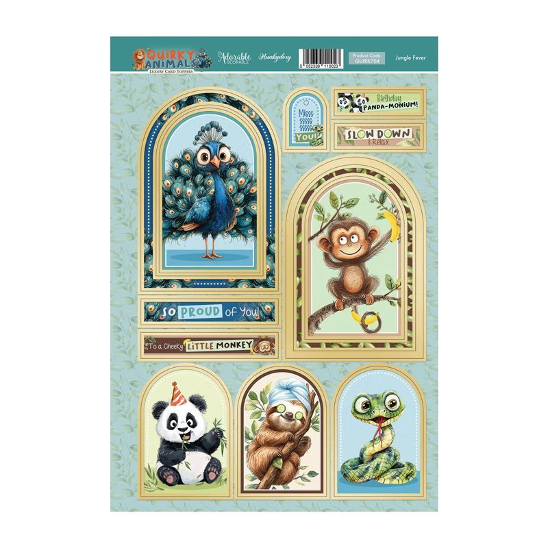 (image for) Die Cut Card Topper Sheet - Quirky Animals, Jungle Fever