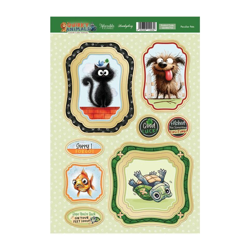(image for) Die Cut Card Topper Sheet - Quirky Animals, Peculiar Pets