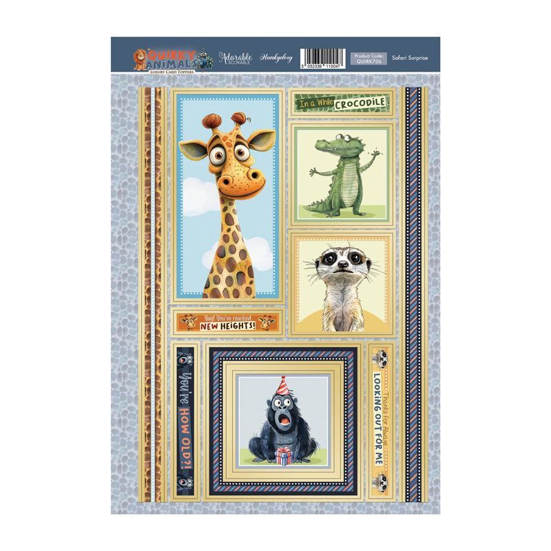 (image for) Die Cut Card Topper Sheet - Quirky Animals, Safari Surprise