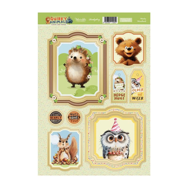 (image for) Die Cut Card Topper Sheet - Quirky Animals, Wacky Woodland