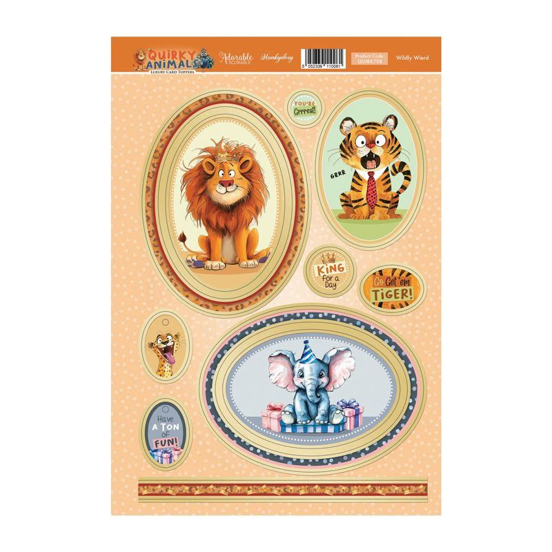 (image for) Die Cut Card Topper Sheet - Quirky Animals, Wildly Weird