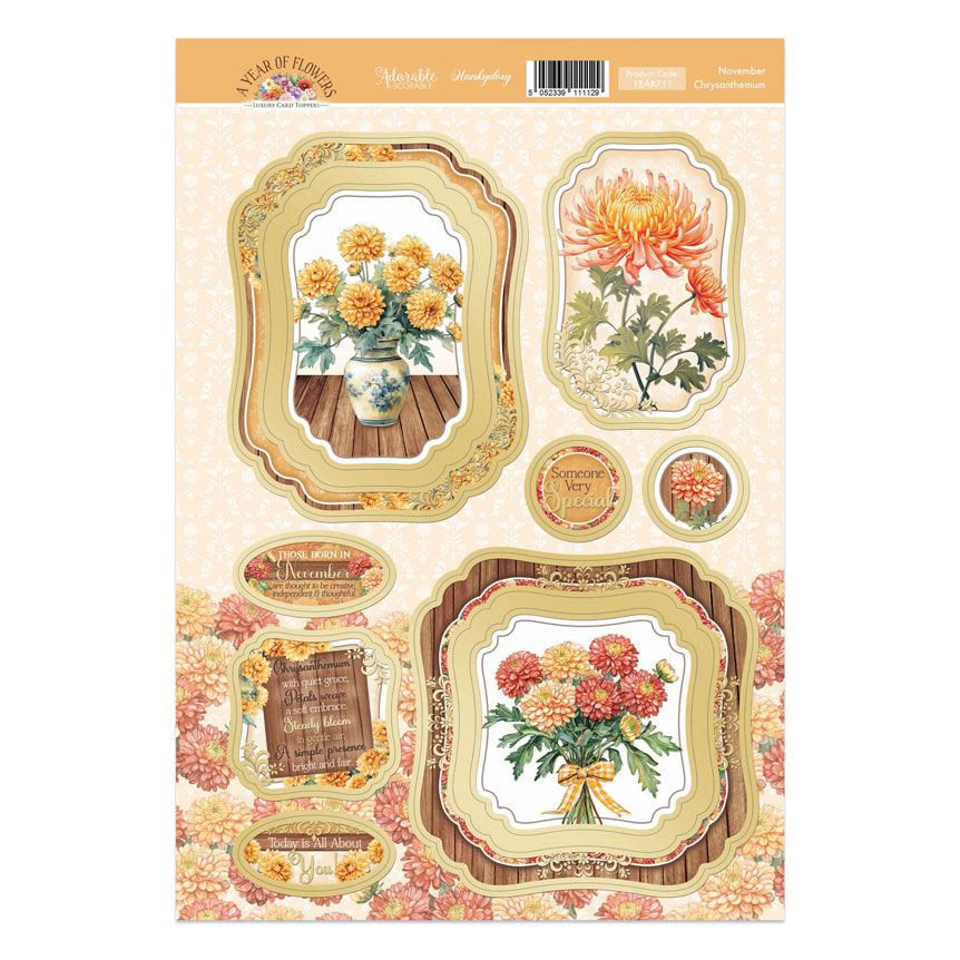 (image for) Die Cut Topper Sheet - A Year Of Flowers, November Chrysanthemum