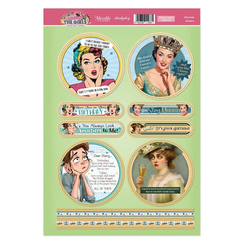 (image for) Die Cut Topper Sheet - Here Come The Girls, Absolute Queens