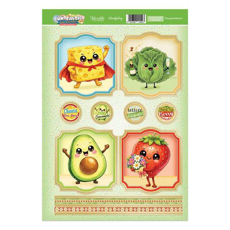 (image for) Die Cut Topper Sheet - Hunkydory - Pun-tastic Yum-believable, Pun-gratulations!
