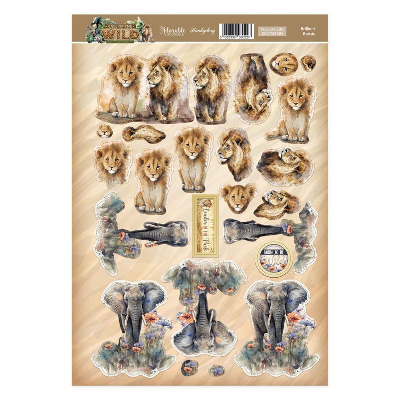 Die Cut 3D Decoupage A4 Sheet - Call Of The Wild, Brilliant Beasts
