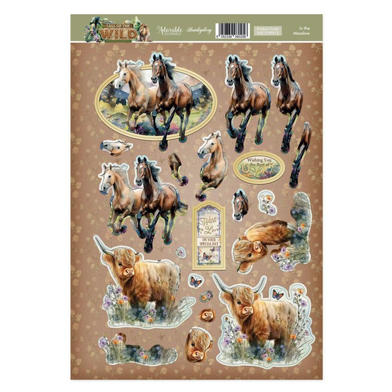 Die Cut 3D Decoupage A4 Sheet - Call Of The Wild, In The Meadow