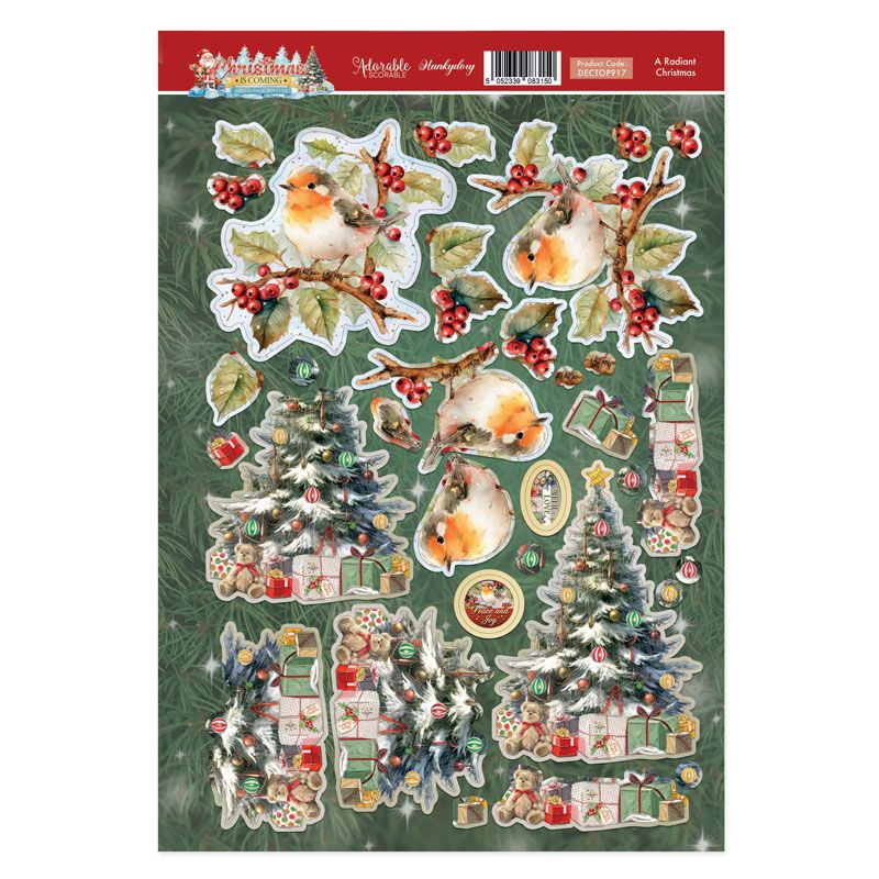 Die Cut 3D Decoupage A4 Sheet - Christmas Is Coming, A Radiant Christmas