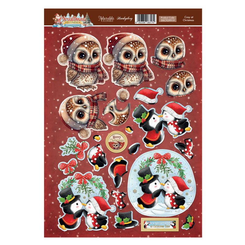 Die Cut 3D Decoupage A4 Sheet - Christmas Is Coming, Cosy At Christmas