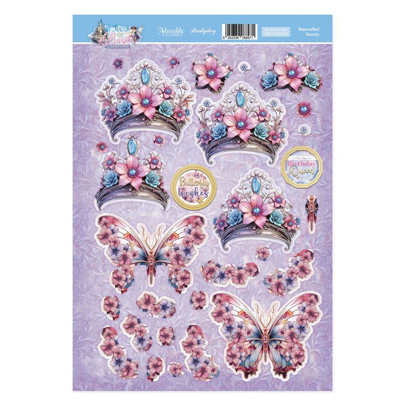 Die Cut 3D Decoupage A4 Sheet - A Touch Of Magic, Bejewelled Beauty