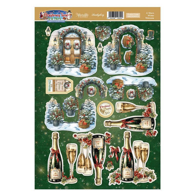 (image for) Die Cut 3D Decoupage A4 Sheet - Christmas Time Is Here, A Warm Winter Welcome