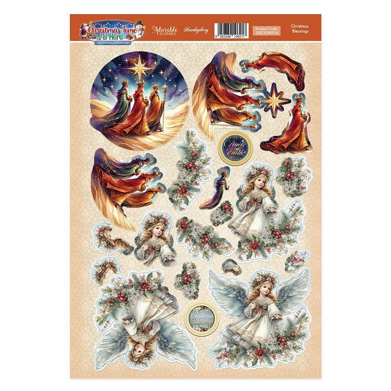(image for) Die Cut 3D Decoupage A4 Sheet - Christmas Time Is Here, Christmas Blessings