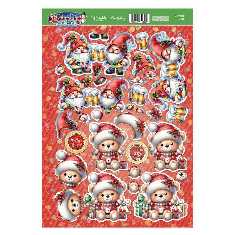 (image for) Die Cut 3D Decoupage A4 Sheet - Christmas Time Is Here, Christmas Cheer