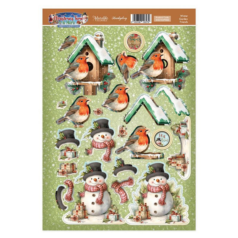 (image for) Die Cut 3D Decoupage A4 Sheet - Christmas Time Is Here, Winter Garden Friends