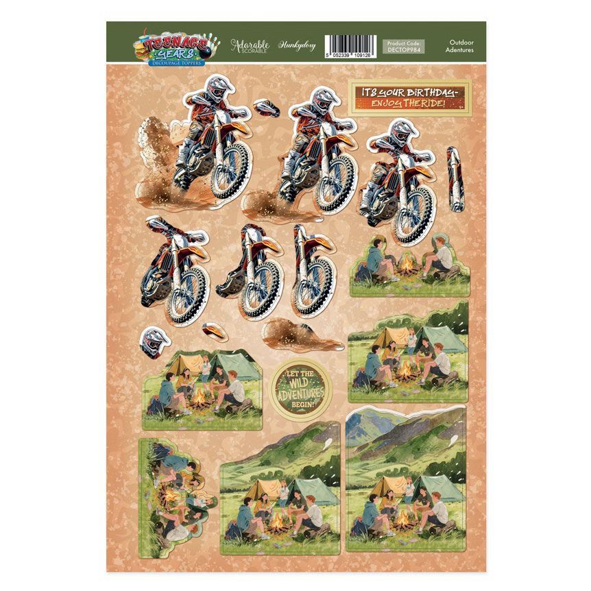 (image for) Die Cut 3D Decoupage A4 Sheet - Teenage Years, Outdoor Adventures