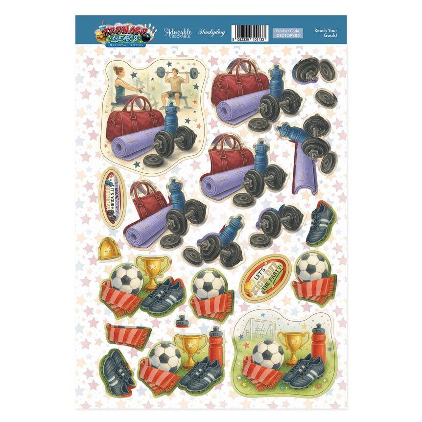 (image for) Die Cut 3D Decoupage A4 Sheet - Teenage Years, Reach Your Goals!