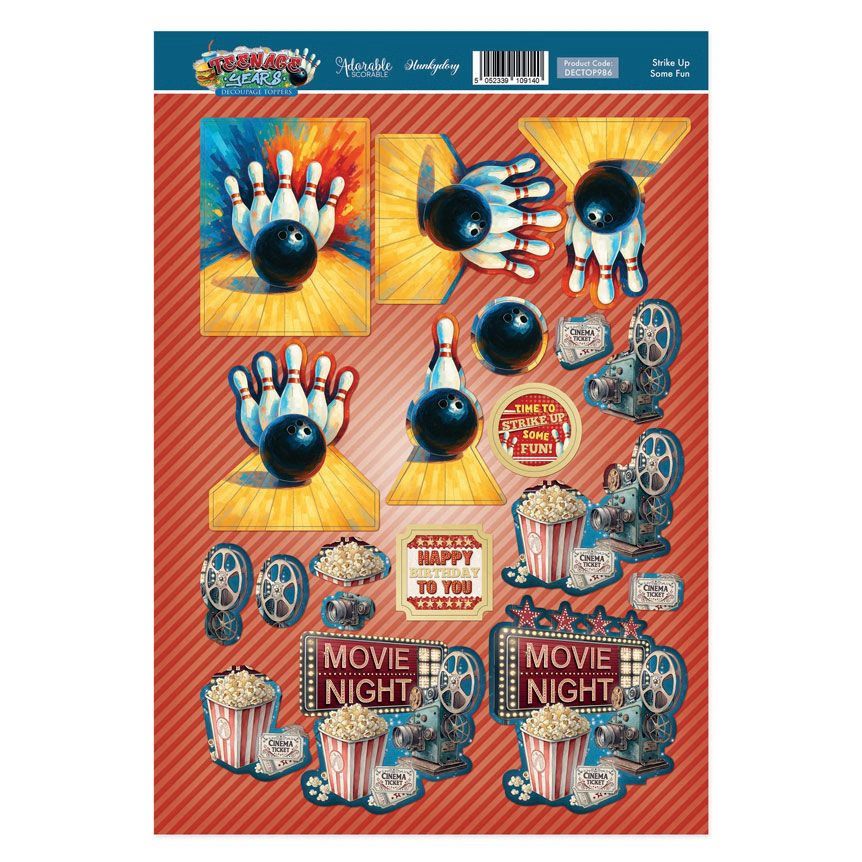 (image for) Die Cut 3D Decoupage A4 Sheet - Teenage Years, Strike Up Some Fun