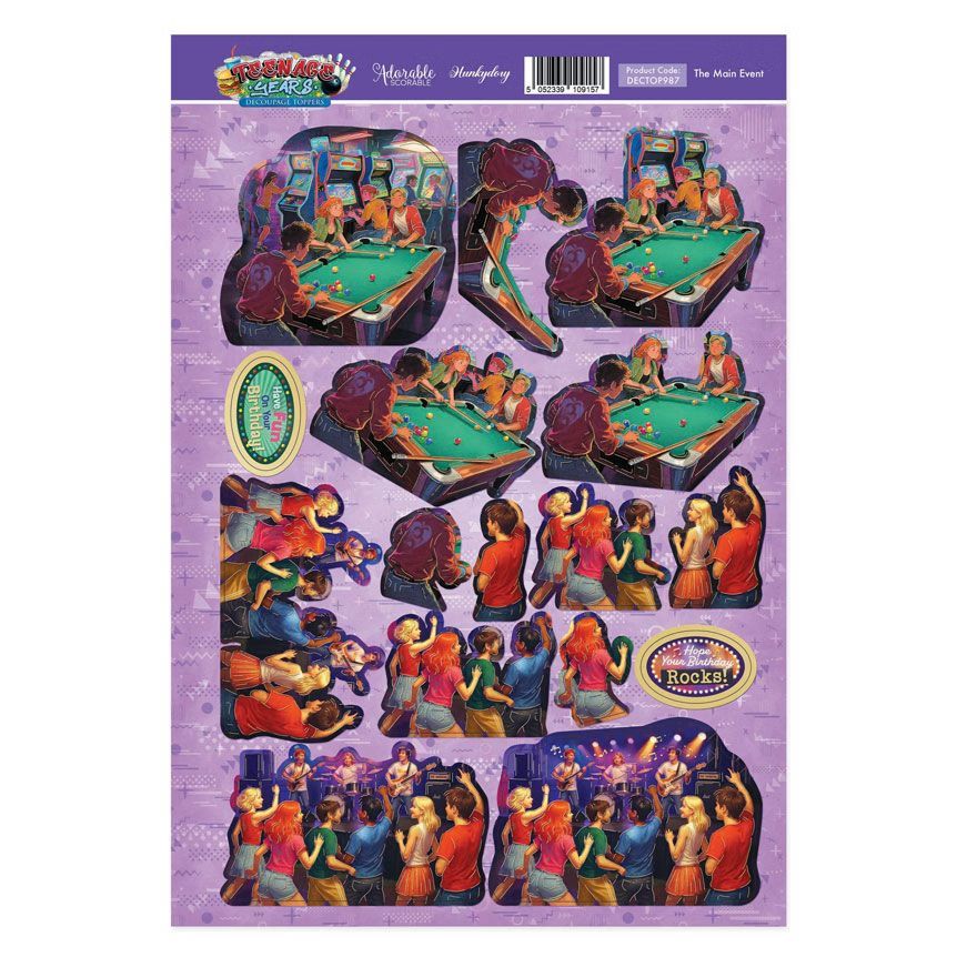 (image for) Die Cut 3D Decoupage A4 Sheet - Teenage Years, The Main Event